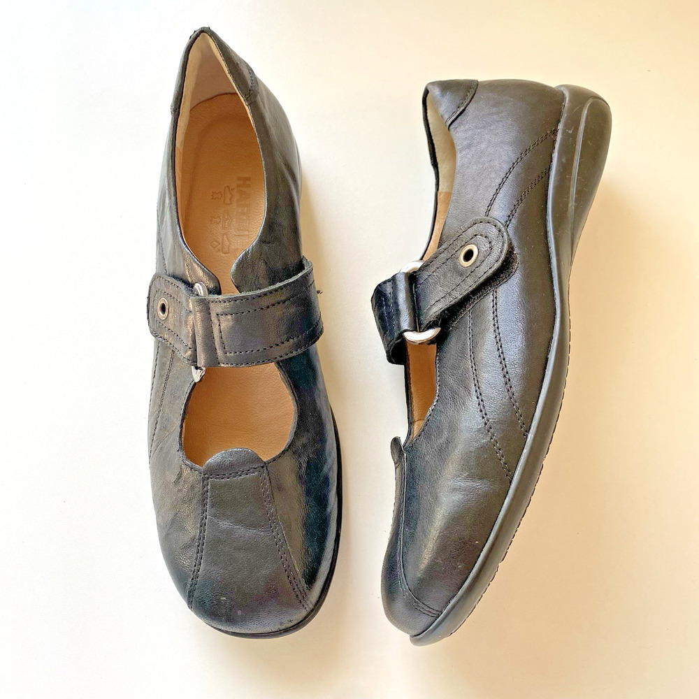 Hartjes Leather Mary Jane Shoes Women's US 8 Black Comfort Sole Low Heel